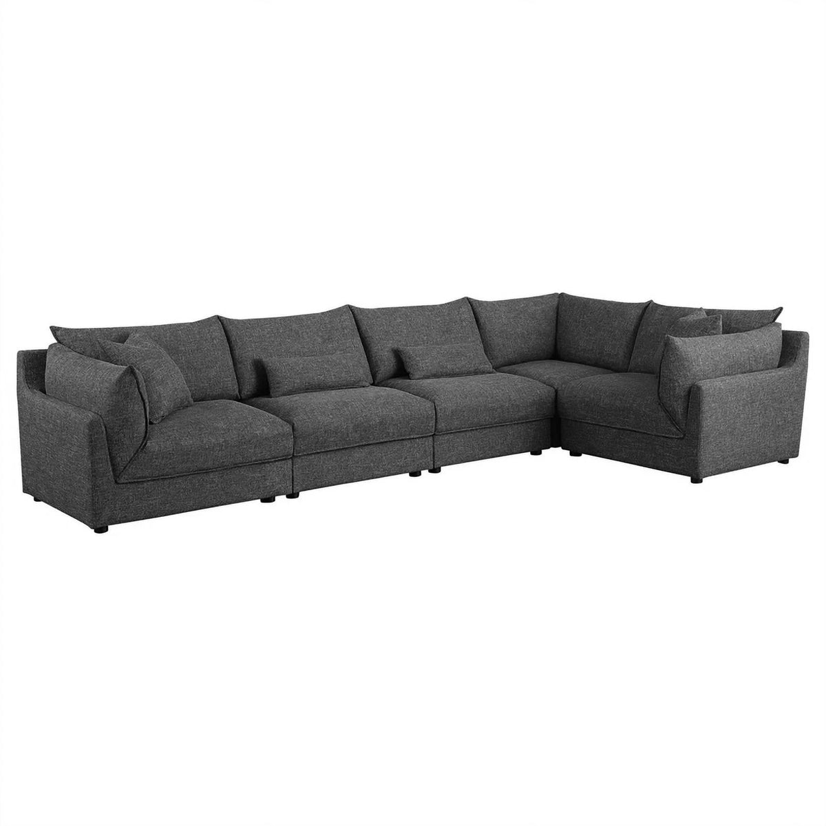 Barely Black Upholstered Fabric 6-Piece Modular Sectional F989