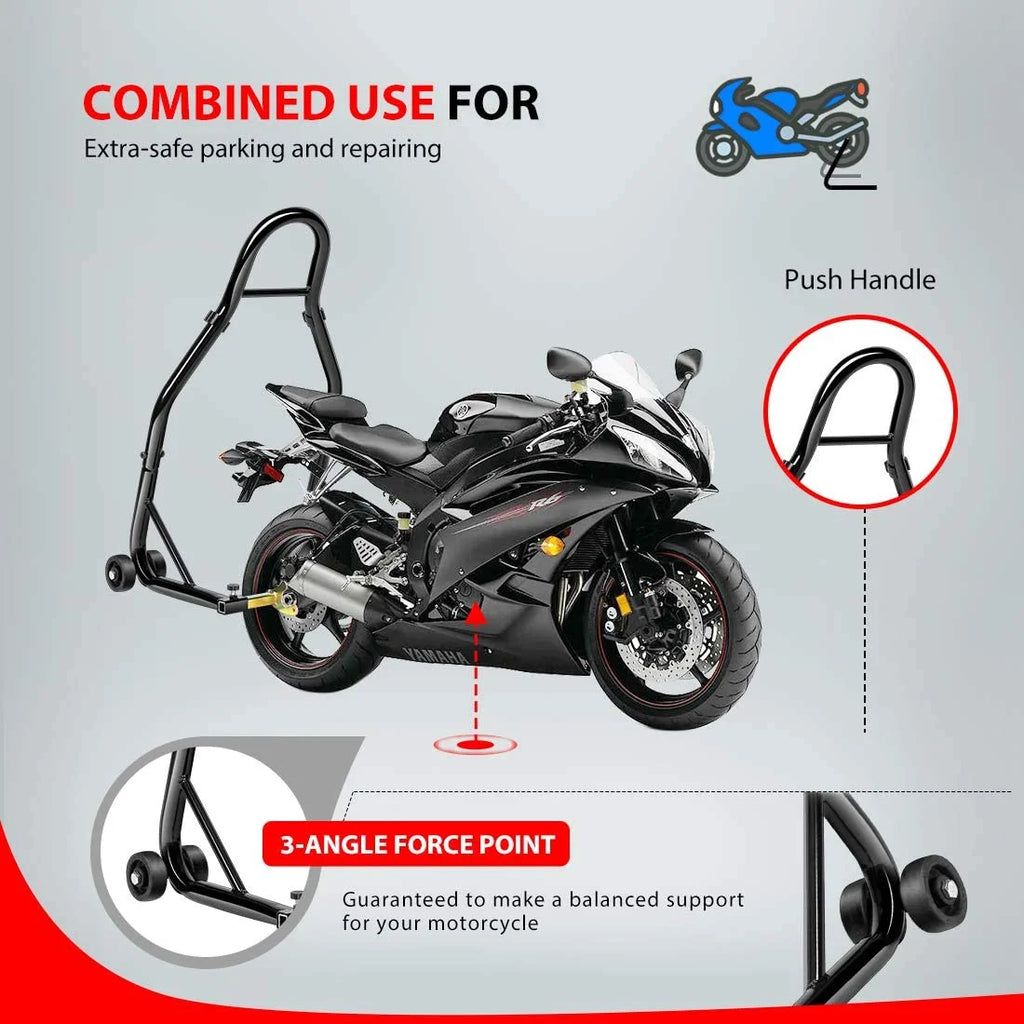 Heavy Duty Motorcycle Rear Wheel Lift Sport Bike Swingarm Spool Paddock Stand Combo J51232