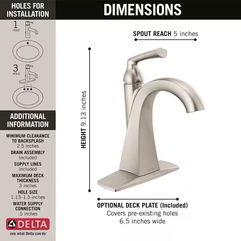 Single Hole Single-Handle Bathroom Faucet Brushed Nickel N327