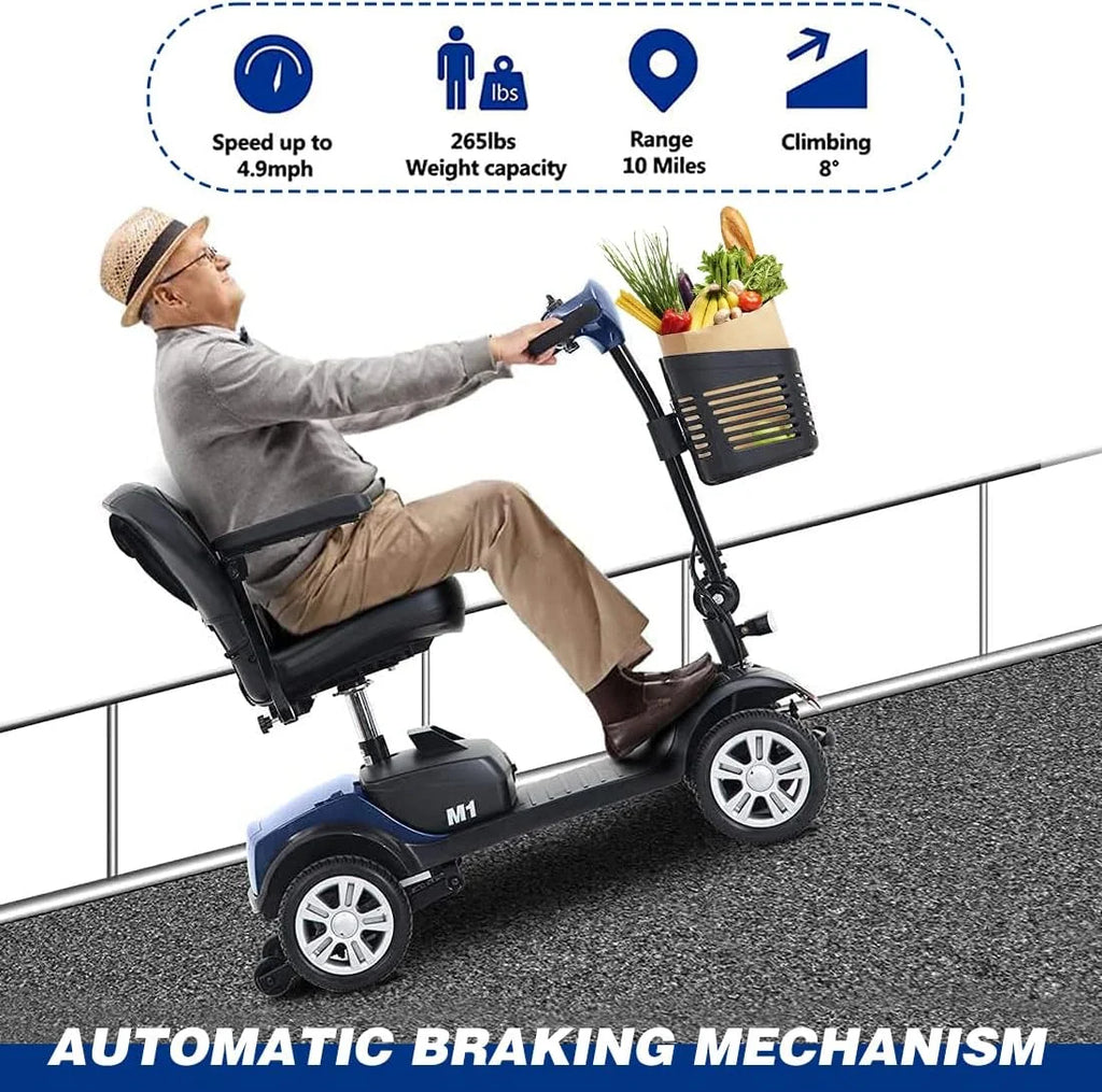Blue Foldable 4 Wheel Mobility Scooter I805005