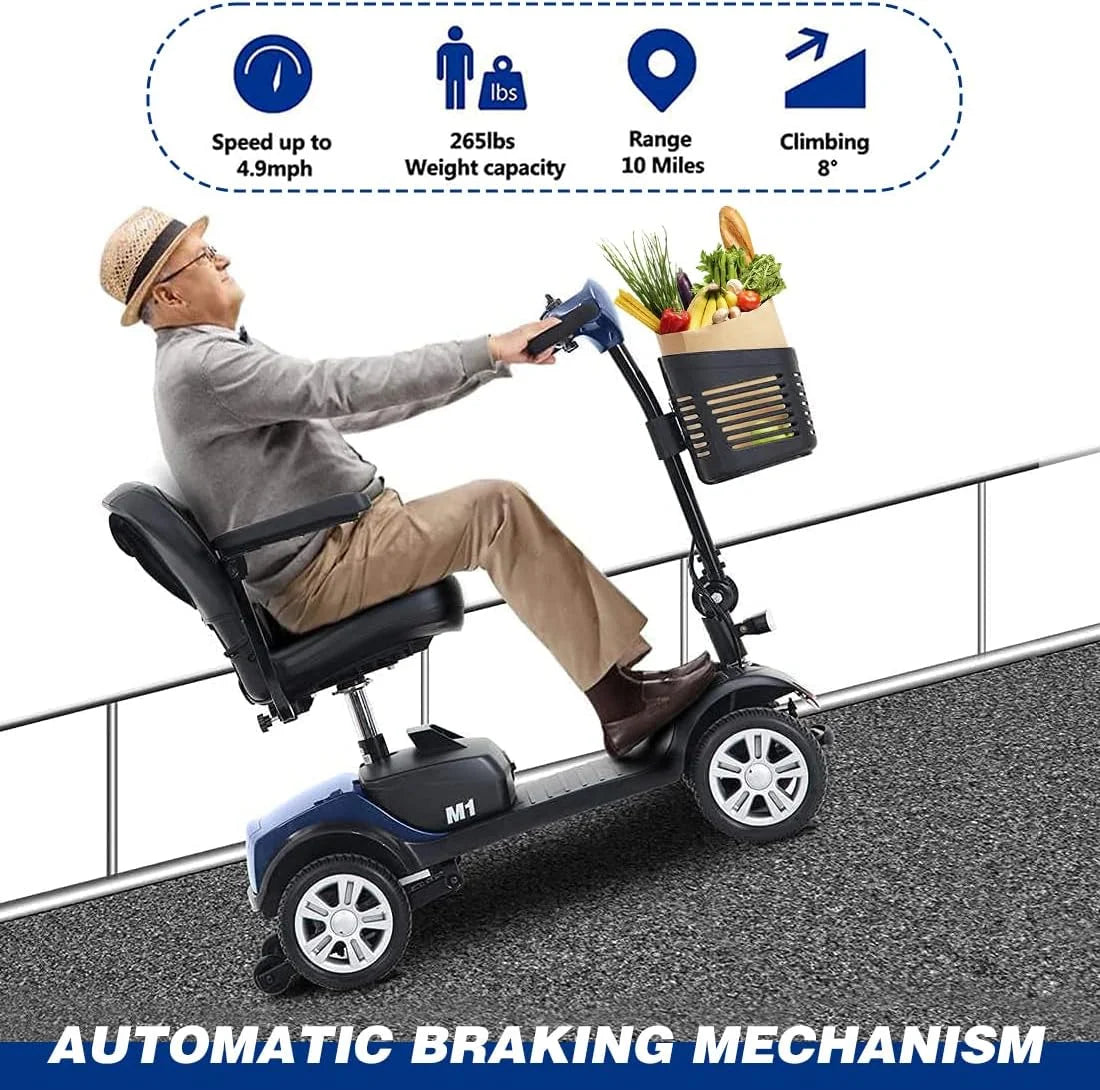 Blue Foldable 4 Wheel Mobility Scooter I805005