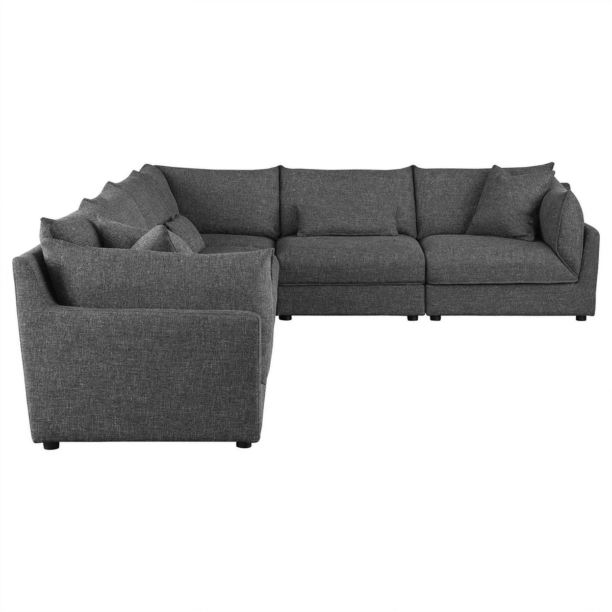 Barely Black Upholstered Fabric 6-Piece Modular Sectional F989