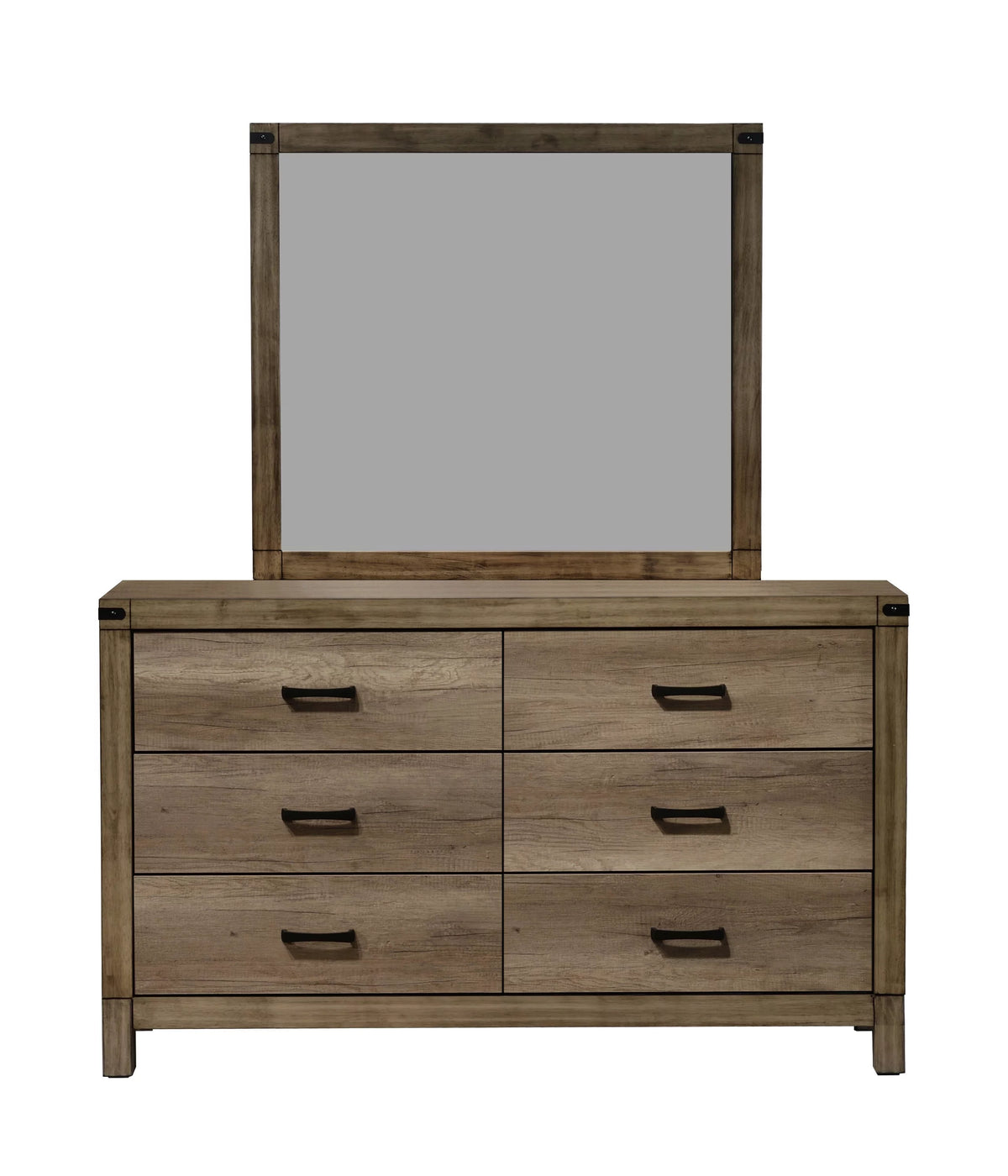 Light Grey Wood Finish King Size 6pc Bedroom Set V6879