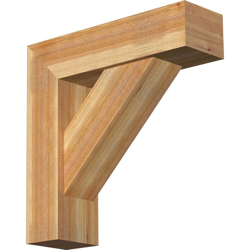 8x22W x 28x22D x 28x22H Traditional Block Rough Sawn Bracket with Offset Brace U11093