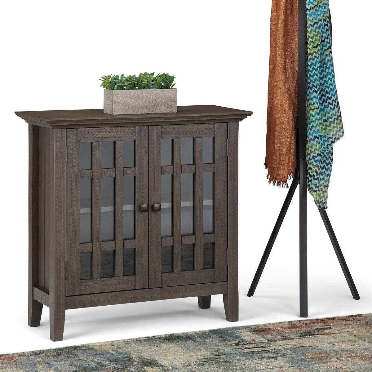32 inch Wide Low Storage Media Cabinet with 2 Tempered Glass Doors S6334