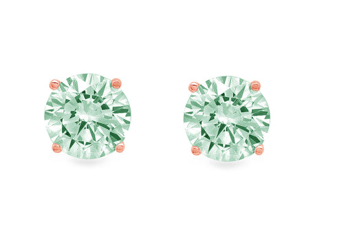 0.2 ct Solitaire Studs Green Simulated Diamond Solid 18K Rose Gold Earrings O5997