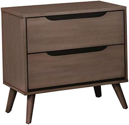 Gray Wood 2-Drawer Nightstand E200