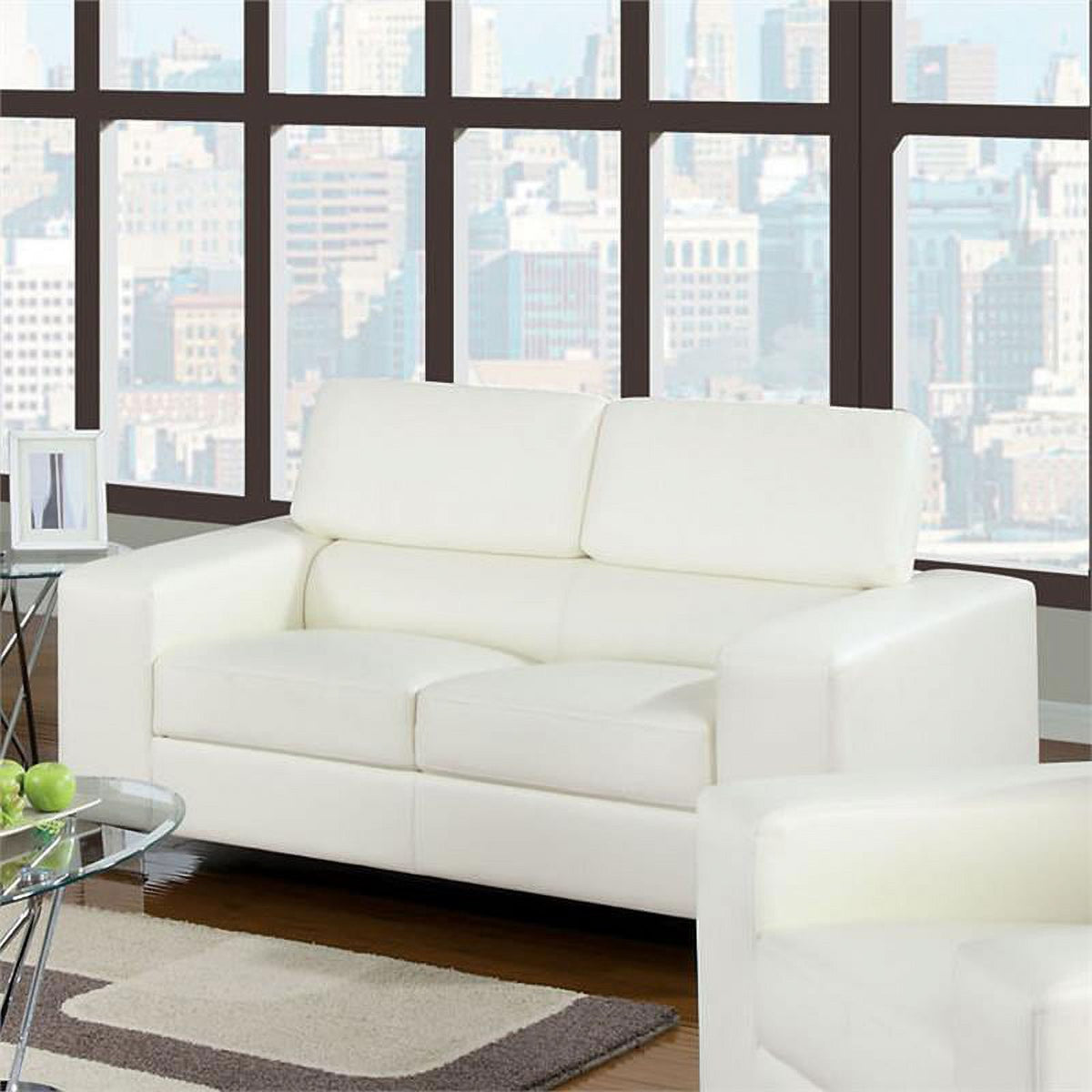 White Faux Leather 2-Piece Sofa Set N56178