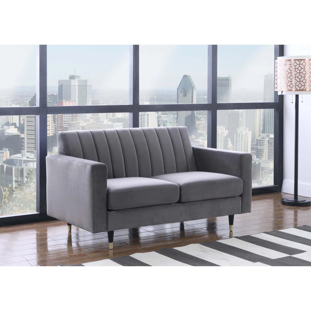 Gray Velvet Loveseat R6133