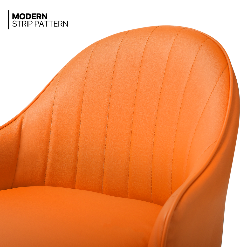 Orange Faux Leather Swivel Bar Stool Set of 2 with Backrest & Armrest D35024