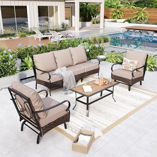 Extra Large 6 Pieces Patio Furniture Set with Fire Pit Table U462570