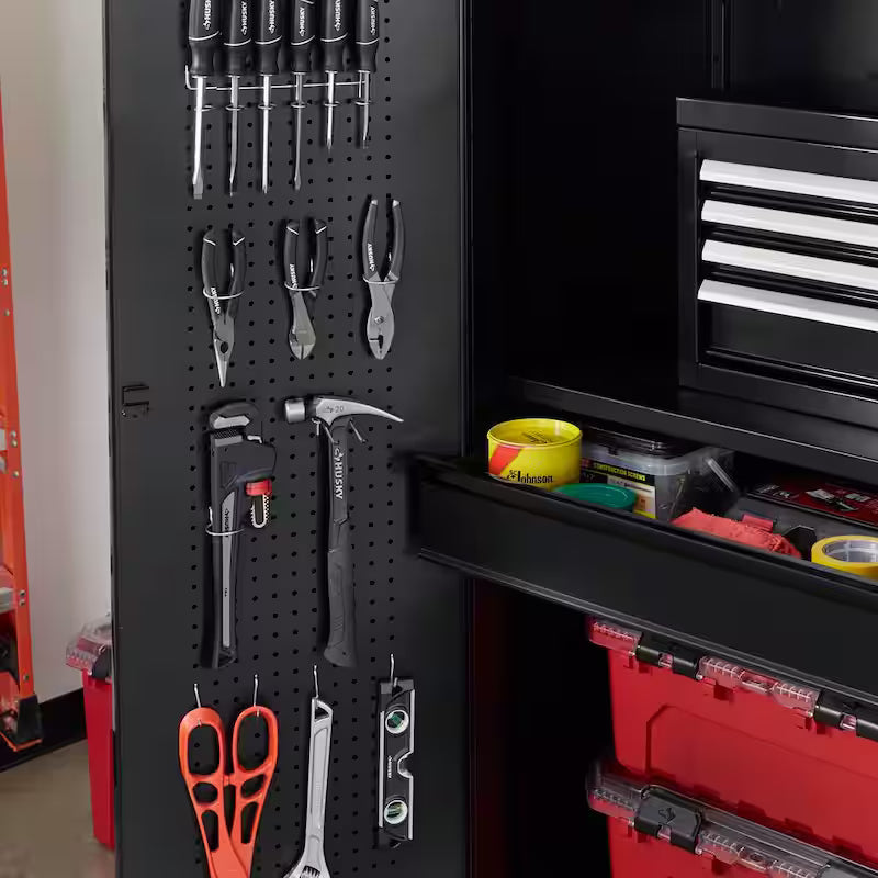 Heavy Duty 20-Gauge Steel Freestanding Garage Cabinet in Black B7506