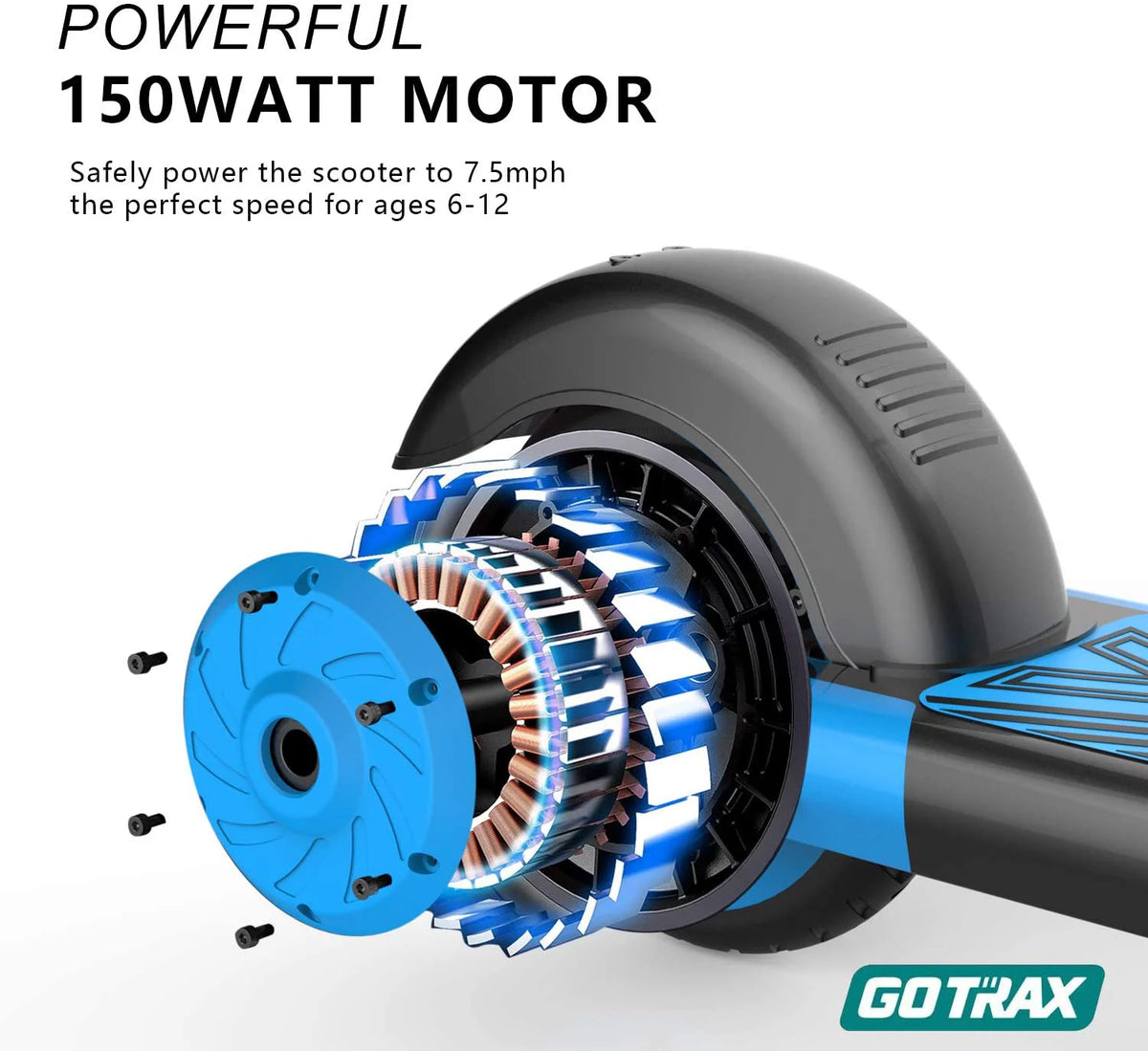 Blue Electric Scooter with 6 In. Solid Tires E4606