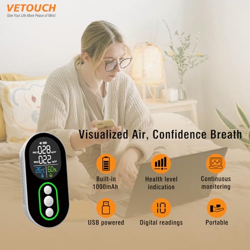 Air Quality Monitor, Pm2.5 & Pm10 Particle Detector, Temperature and Humidity Display Q265005