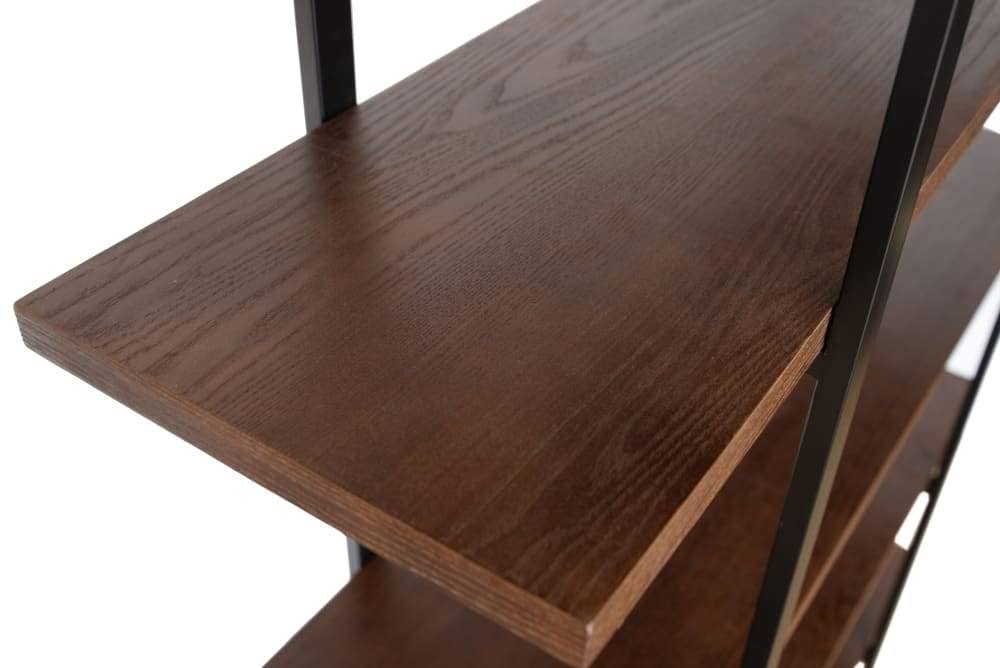 Walnut 5-Shelf Bookcase Brown Metal W293