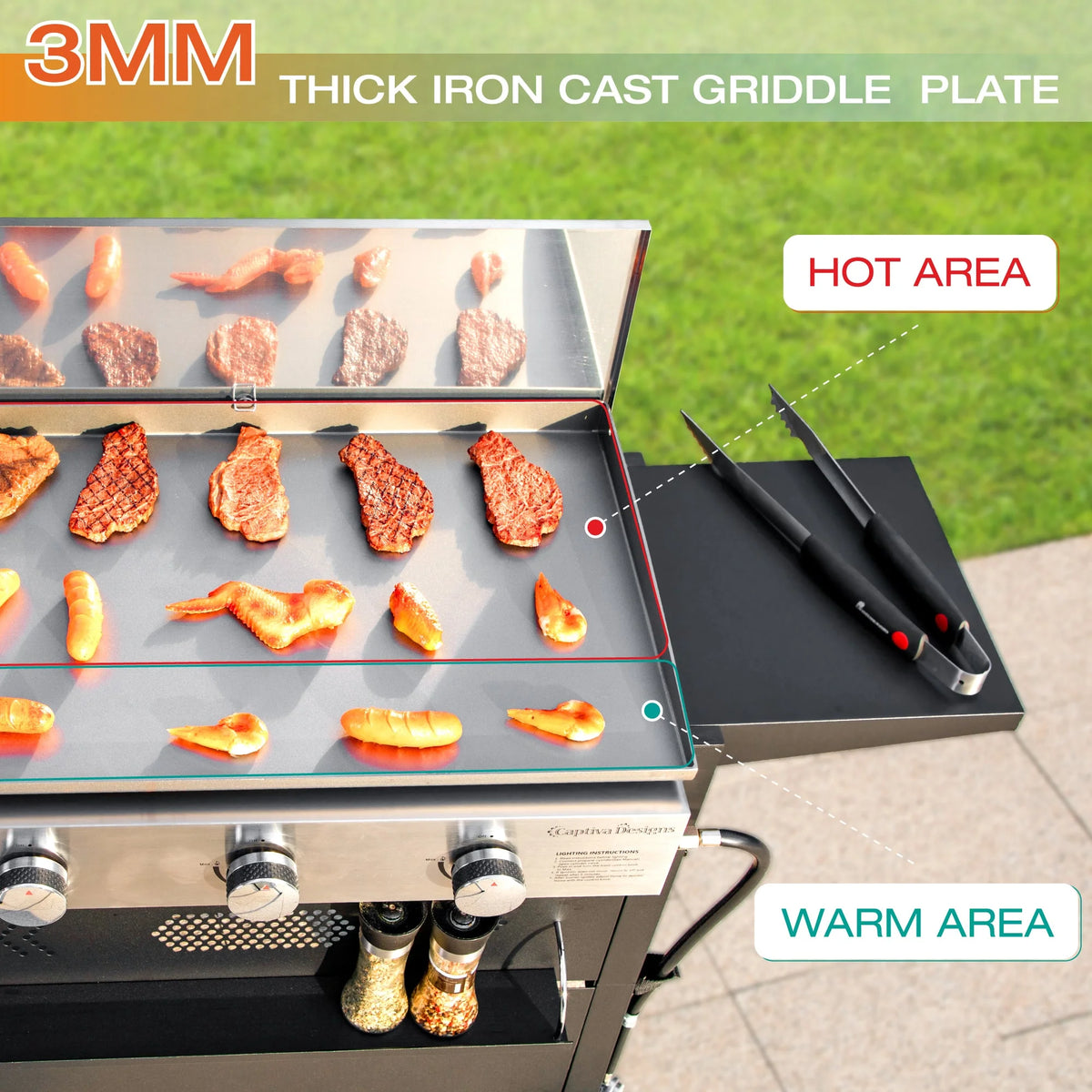 3-Burners Gas Griddle Portable Flat Table Top BBQ Grill 33,000 BTU U627733