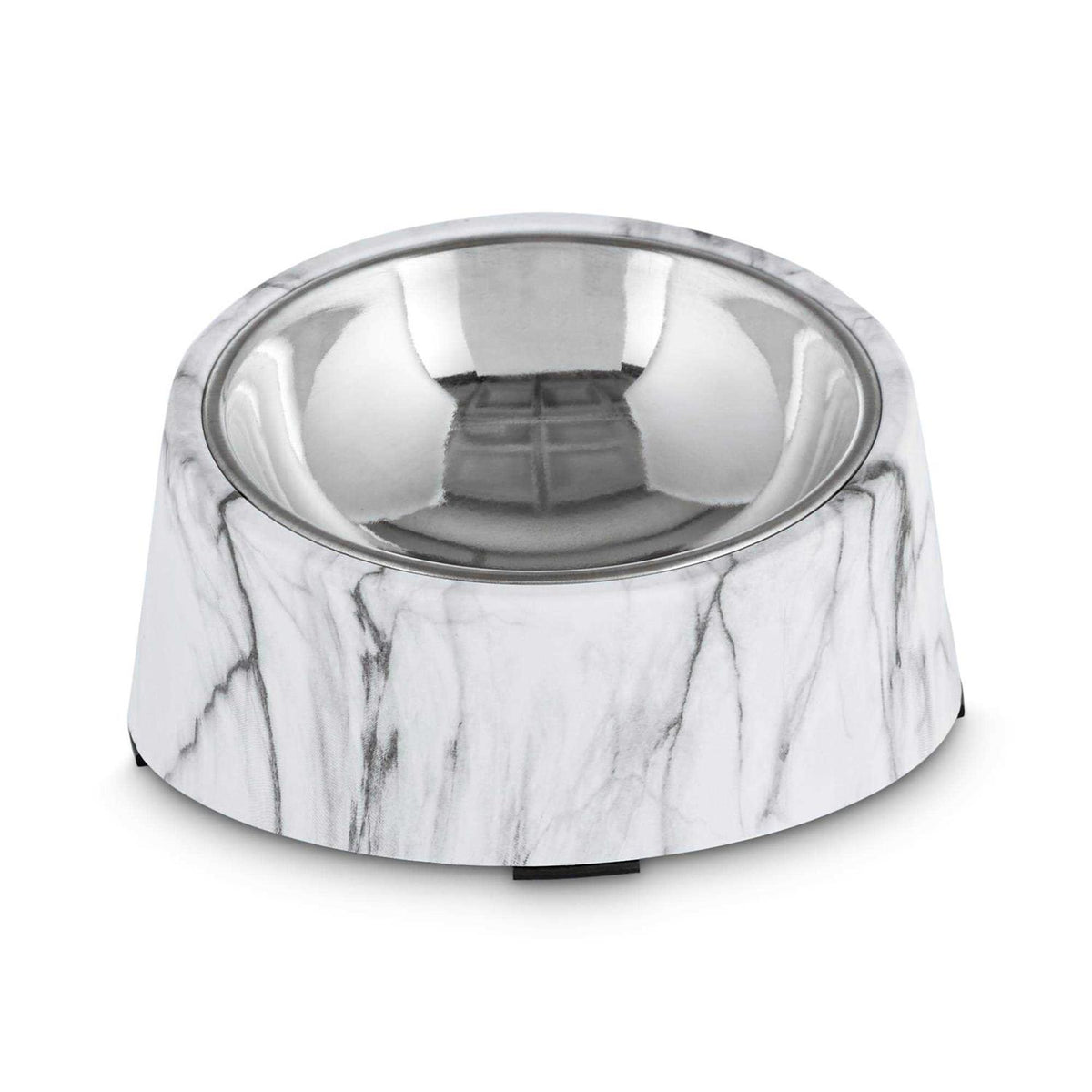 Slanted Marble-Print Stainless-Steel Dog Bowl Set G42900