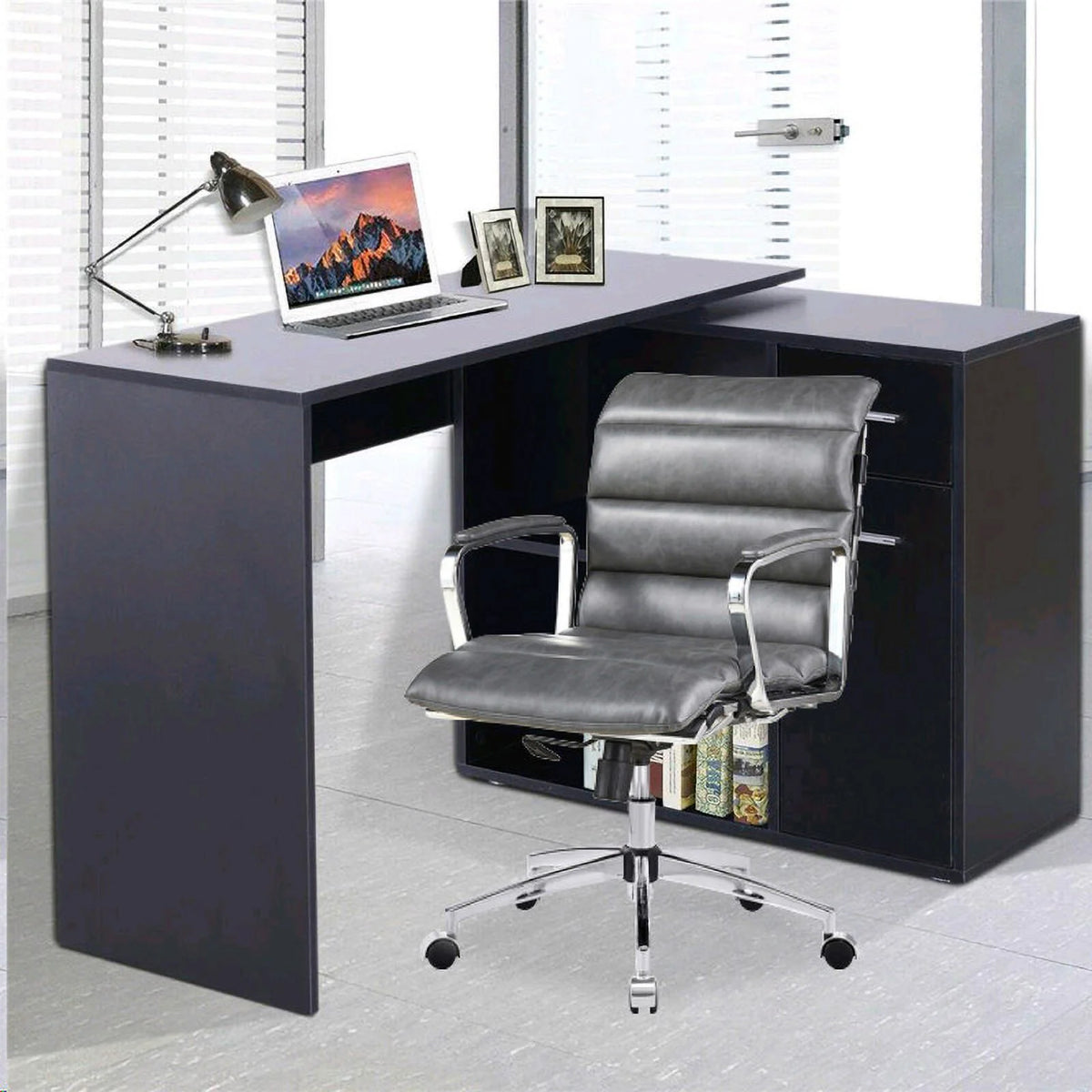 Antique Gray Metal Office Chair G9221