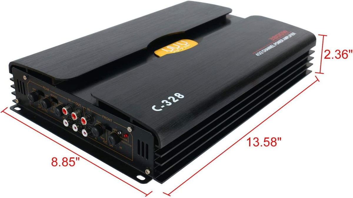 12V 4 Channel Car Audio Amplifier Aluminum Alloy Pack of 2 J189
