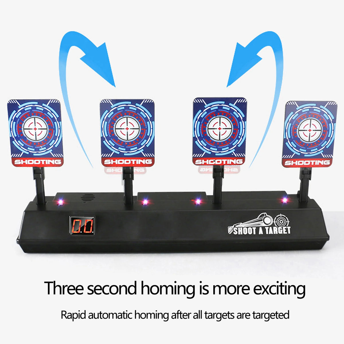Electronic Scoring Shooting Targets, 4 Targets LED Light Auto Reset L61791
