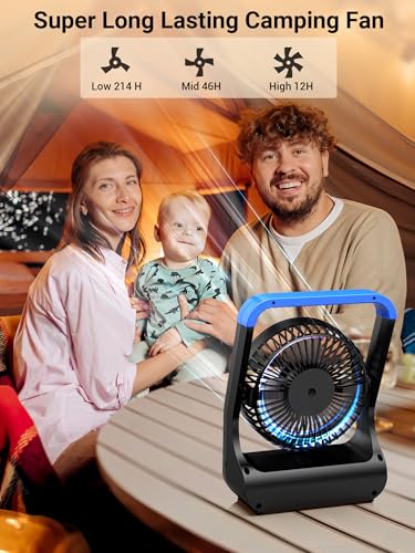 Battery Operated Portable Desk Fan with Timer, 3 Speeds, Blue P3016