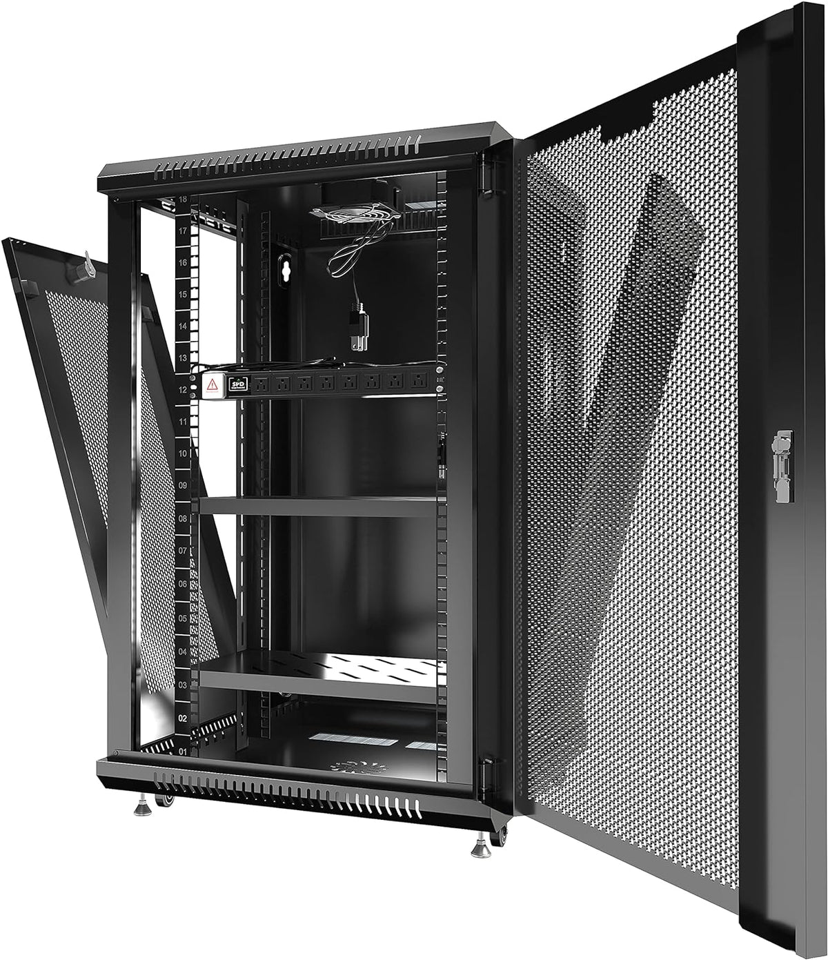 Wall Mount Server Rack Locking Network Cabinet 18 U Vented Enclosure with Casters Shelf H6916