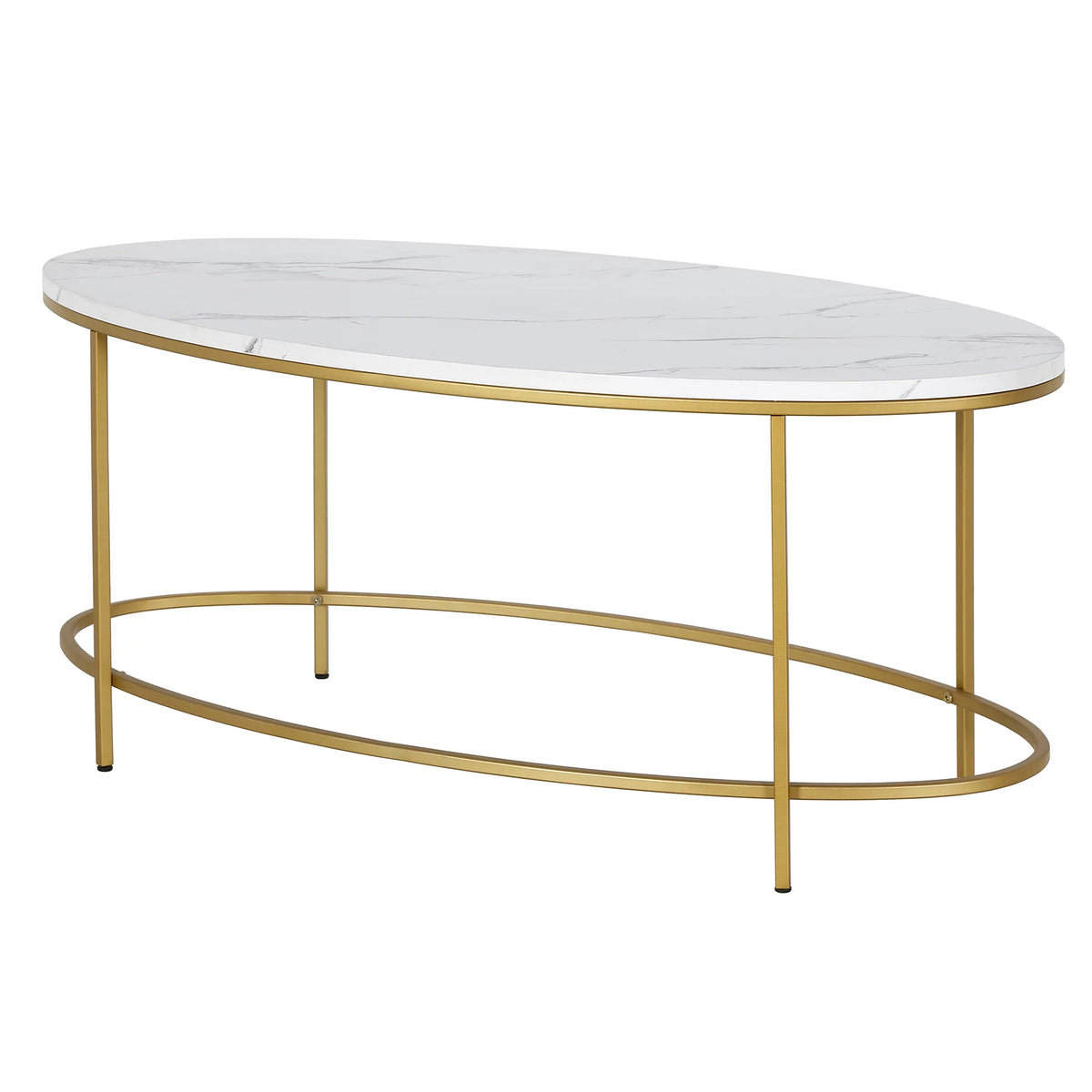 42" Wide Oval Coffee Table with Faux Marble Top E200781