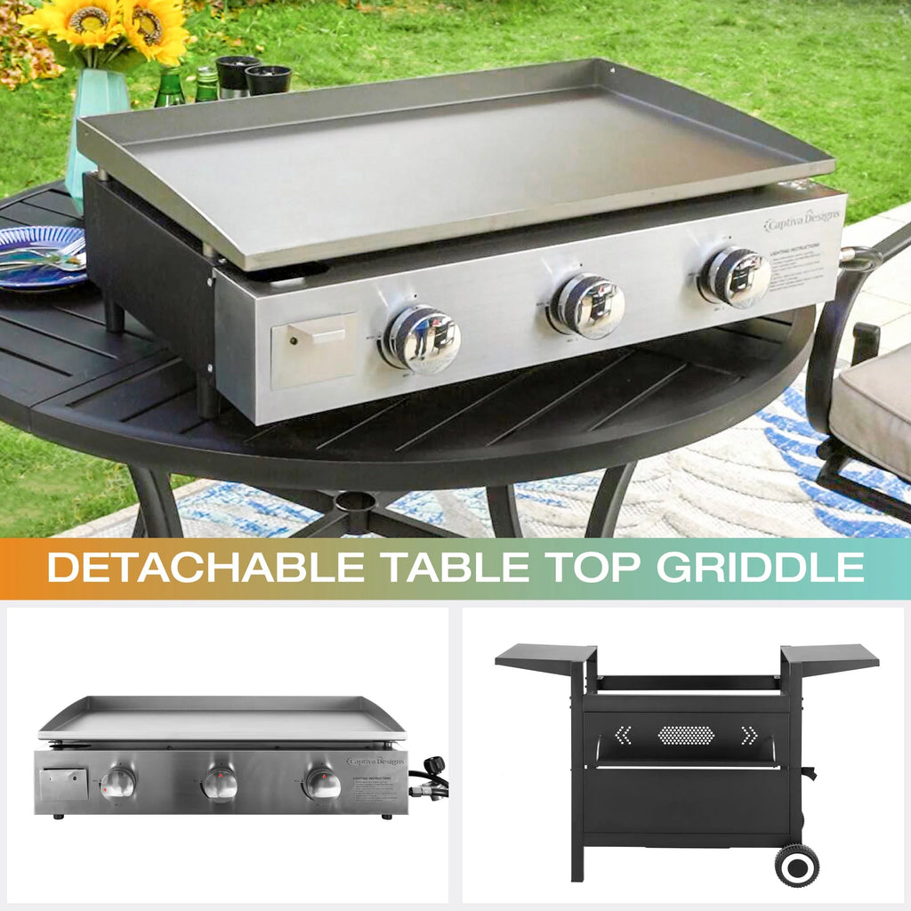 3-Burners Gas Griddle Portable Flat Table Top BBQ Grill 33,000 BTU U627733