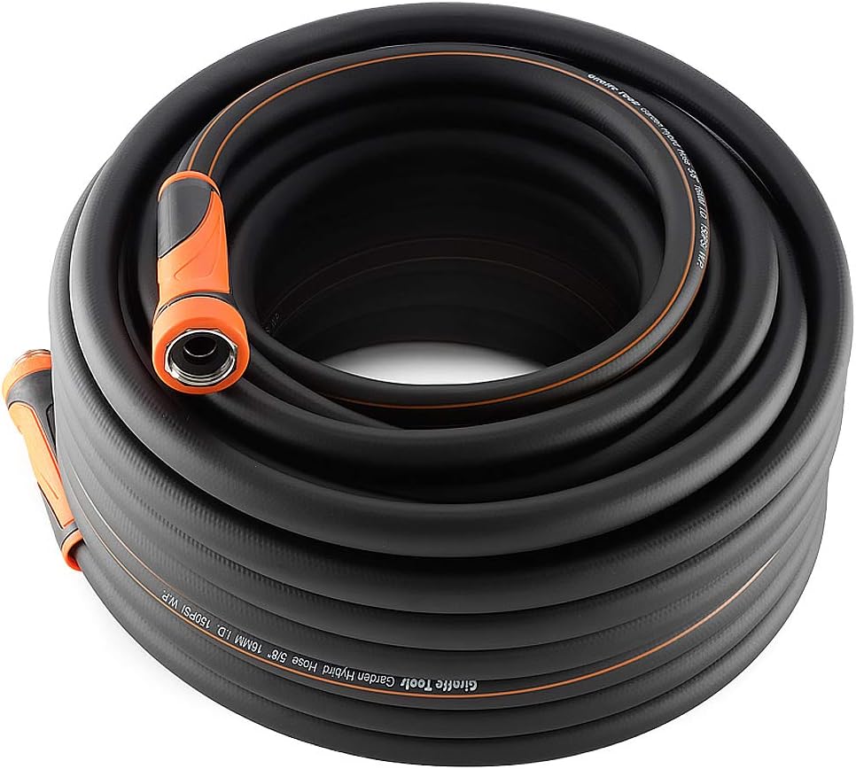 Hybrid Garden Hose 5/8" x 100ft, Heavy Duty, Flexible, Lightweight Water Hose with Grip Handle, Male to Female Fittings Pack of 2 M603