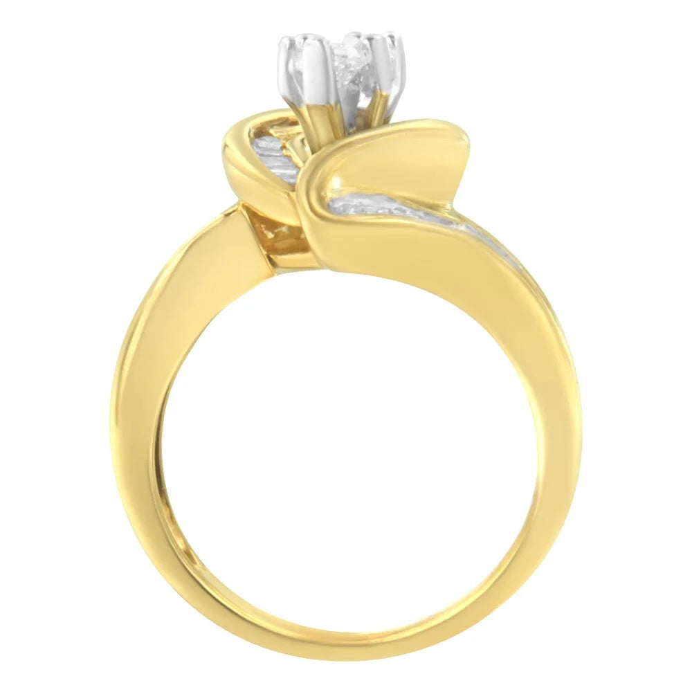 14K Yellow Gold Diamond Marquise Shaped Ring P4564