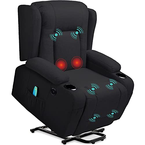 Black Linen Power Lift Recliner Chair B3470