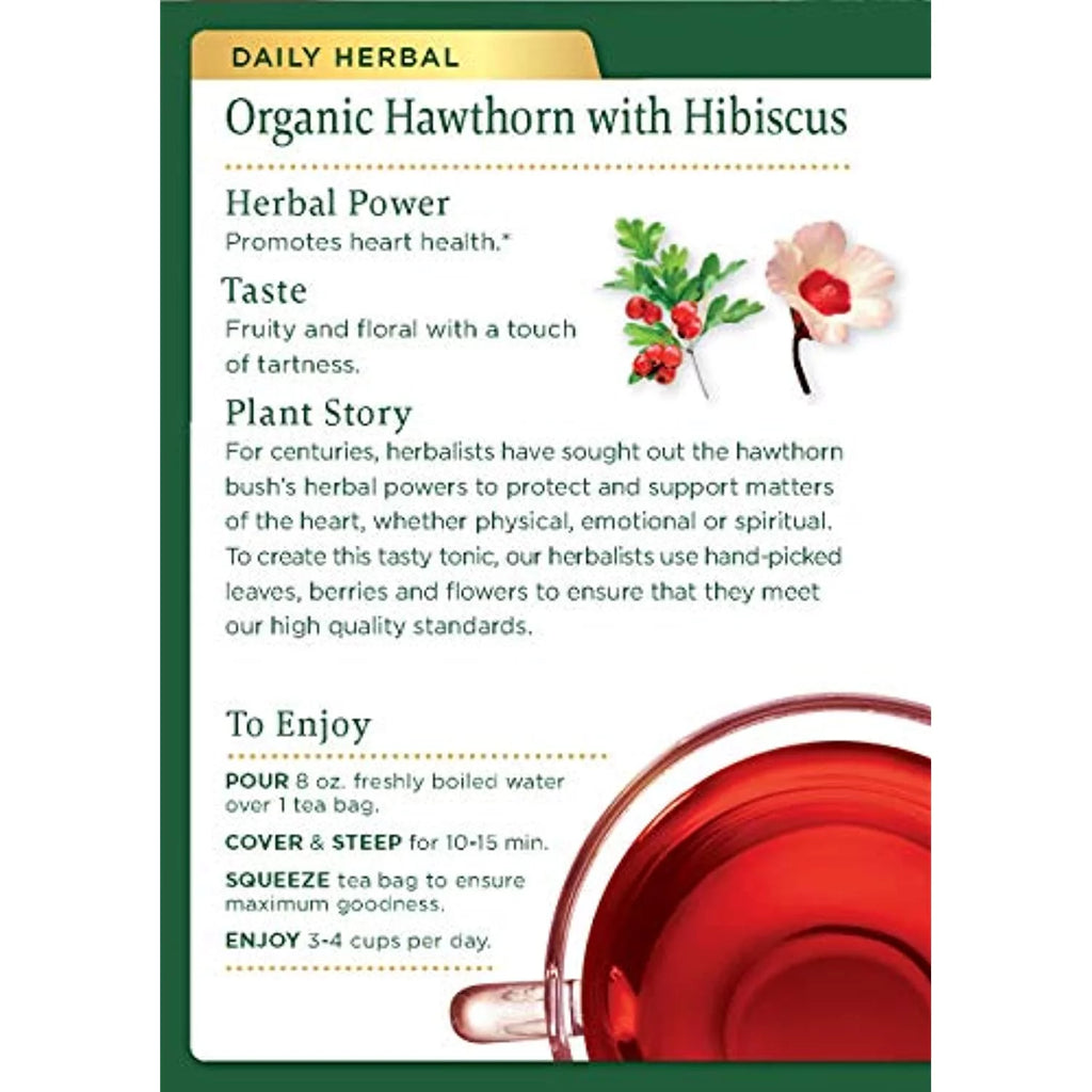 Organic Hawthorn With Hibiscus Herbal Tea 6 Pack 96 Tea Bags T222483