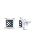 Sterling Silver Blue Enhanced Diamond Kite Earrings 1/12 Cttw X24815