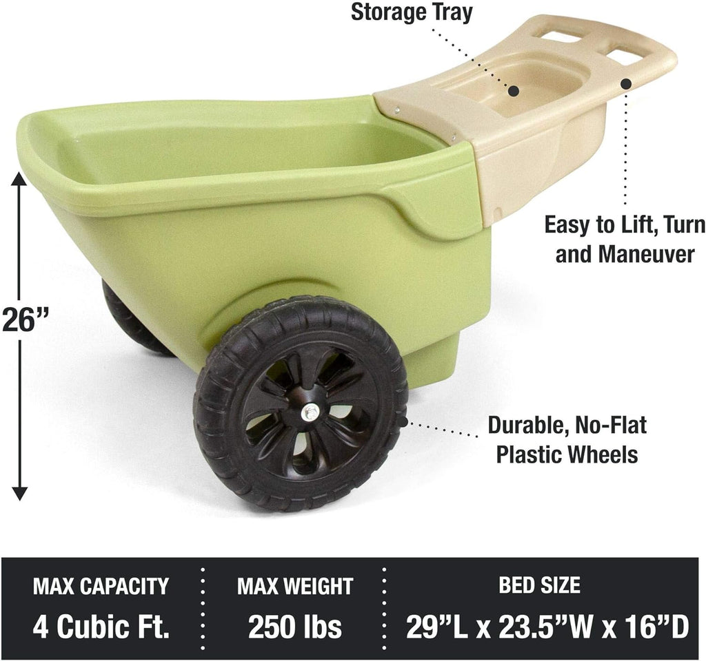Green 4 Cubic ft. Plastic Wheelbarrow with 2 Wheels V299534