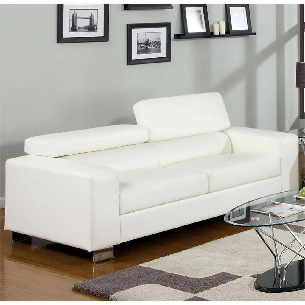 White Faux Leather 2-Piece Sofa Set N56178