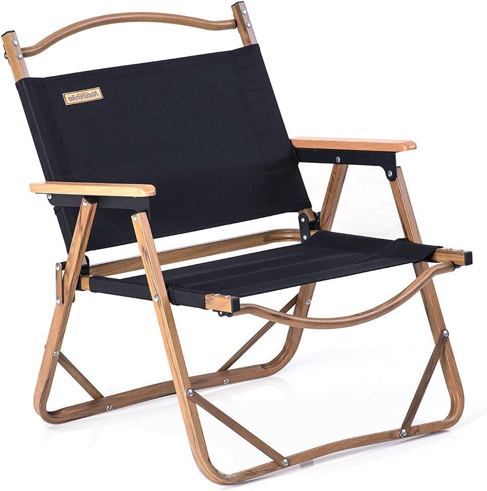 Black Wood Grain Aluminum Folding Camping Chair L516