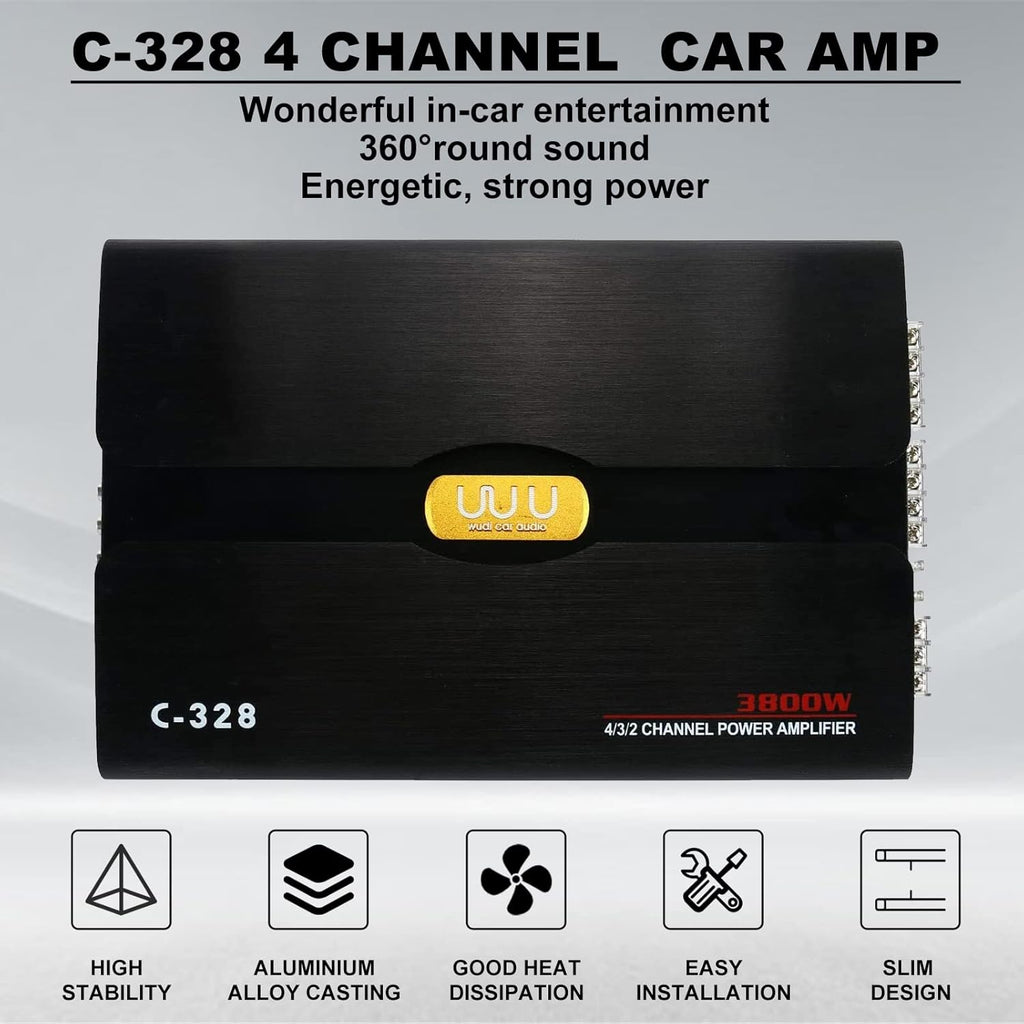 12V 4 Channel Car Audio Amplifier Aluminum Alloy Pack of 2 J189