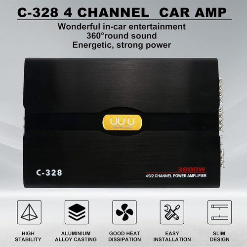 12V 4 Channel Car Audio Amplifier Aluminum Alloy Pack of 2 J189