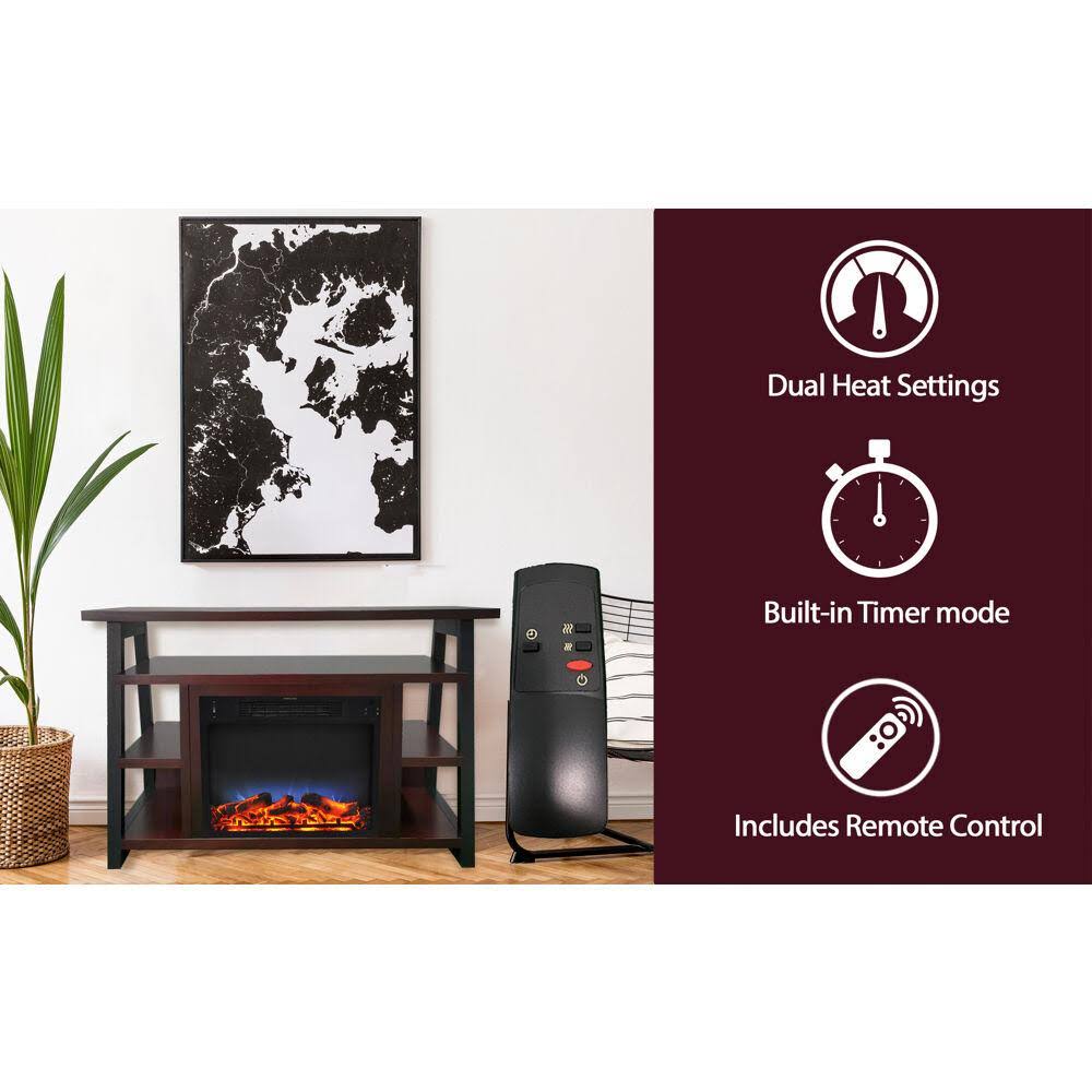 White Electric Fireplace Mantel with LED Flame I942