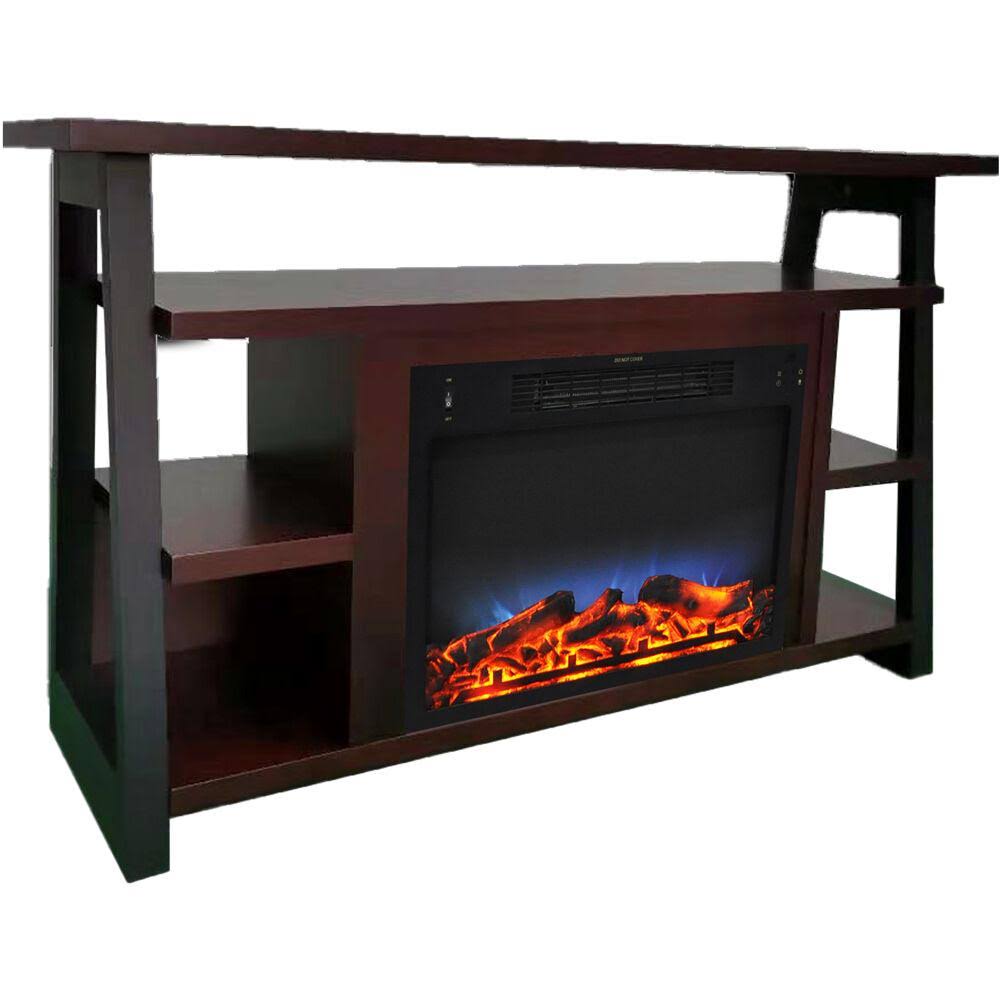 White Electric Fireplace Mantel with LED Flame I942