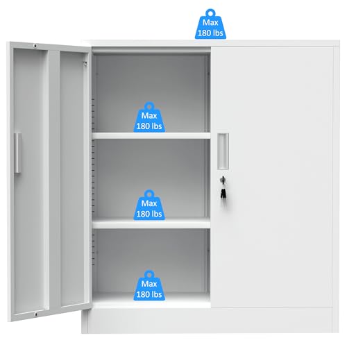 Black Metal Storage Cabinet with Locking Doors and 2 Adjustable Shelves Y3749