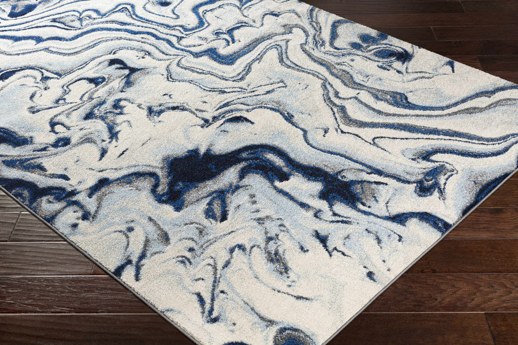 Abstract Coastal Marble Swirl Pattern Area Rug 8'10" x 12' K3066