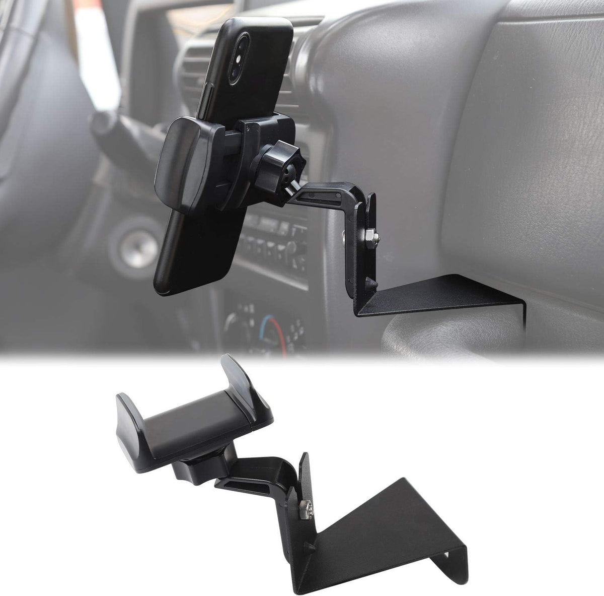 Black 2 in 1 Phone Holder Mount Bracket for Jeep Wrangler A297