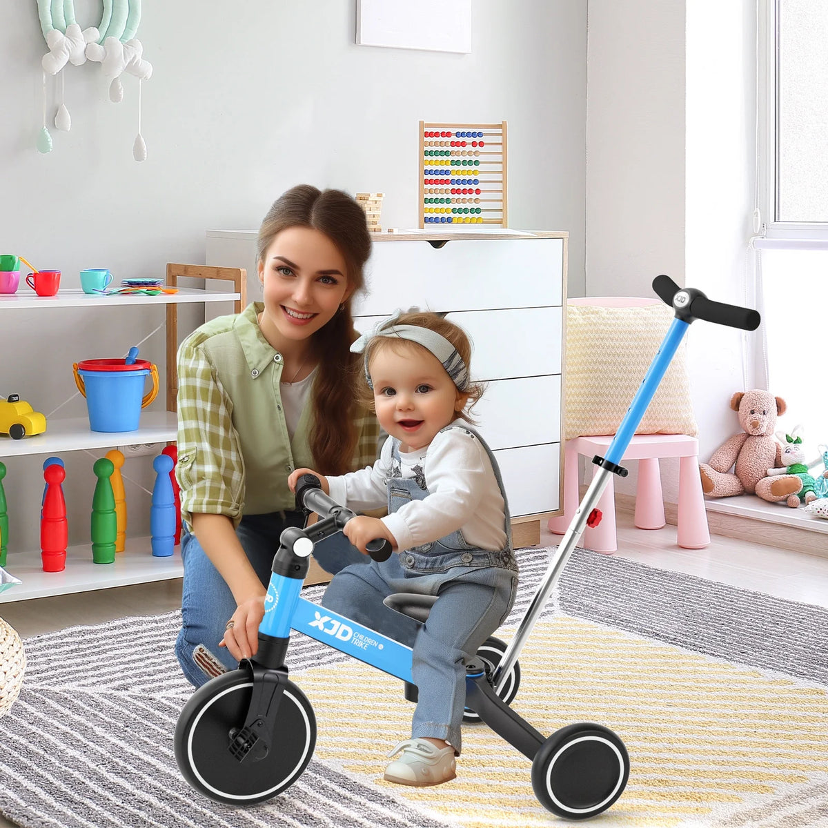 7 in 1 Toddler Tricycle with Push Handle H5526