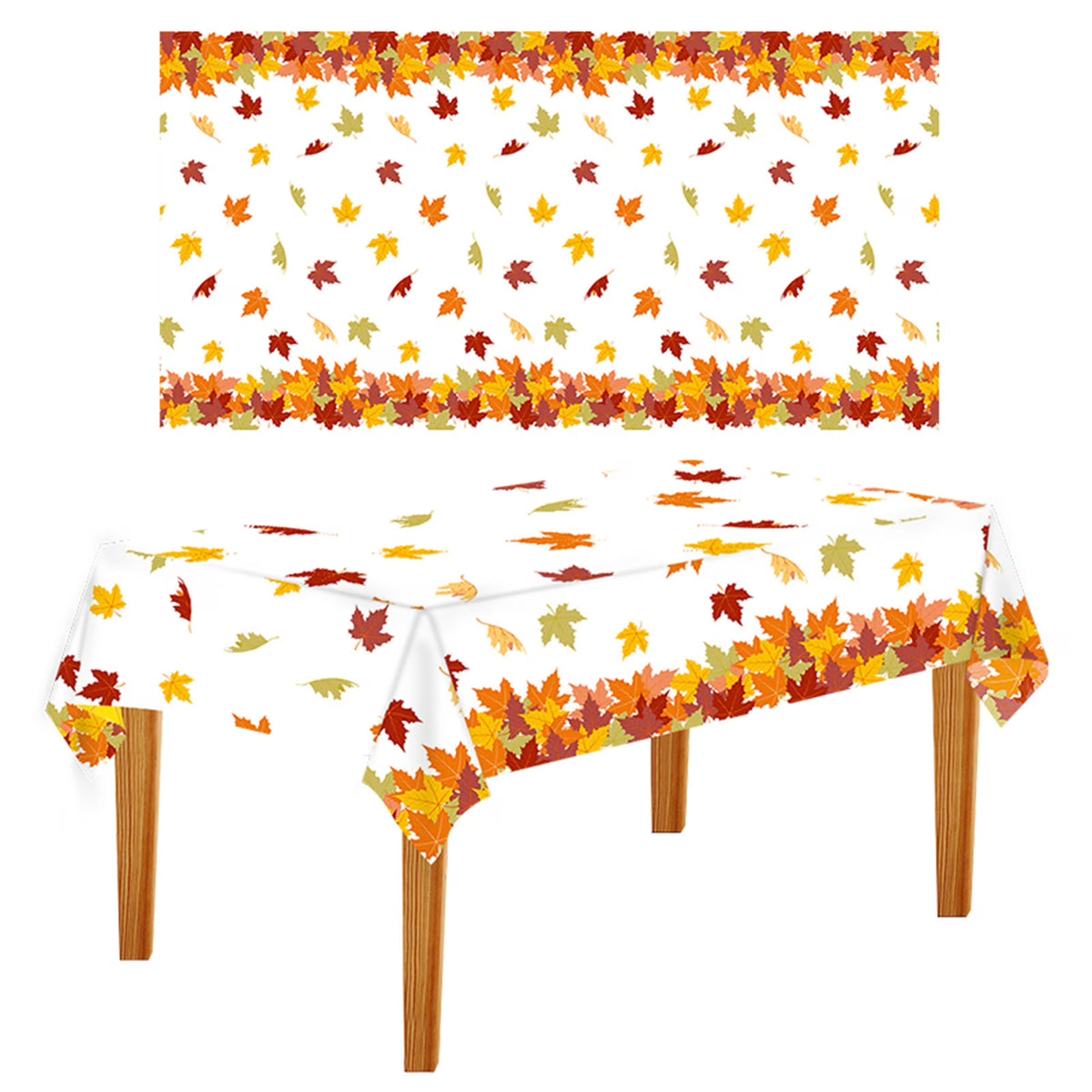 4.5x 9 FT Plastic Fall Leaf Tablecloth W664