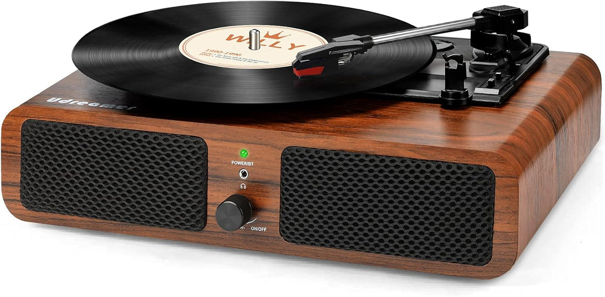 Record Player Vinyl Wireless Turntable with Built-in Speakers 3-Speed Portable Vintage LP Player R26293