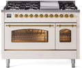 48 Dual Fuel Propane Gas Range Antique White Brass Trim Q14631
