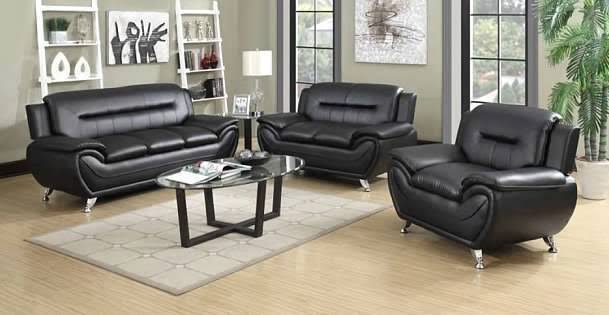 White Leatherette Sofa Set Chair X213