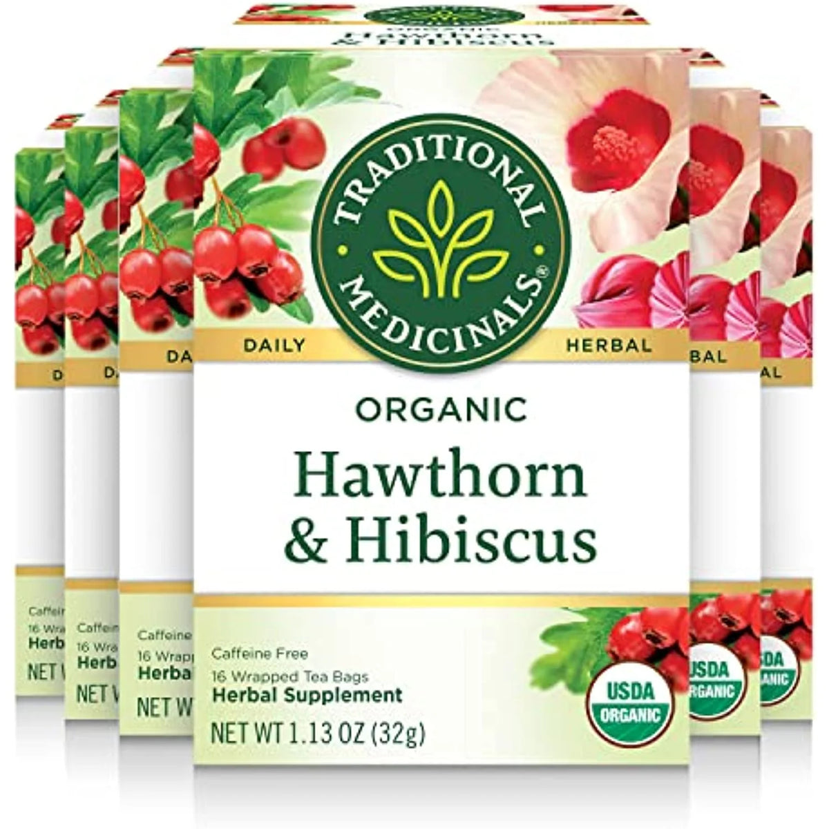 Organic Hawthorn With Hibiscus Herbal Tea 6 Pack 96 Tea Bags T222483