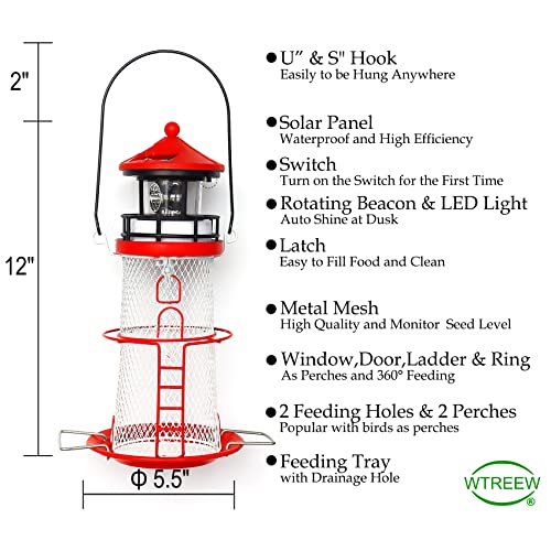 14'' Hanging Mesh Solar Bird Feeder with Rotating Beacon P43638
